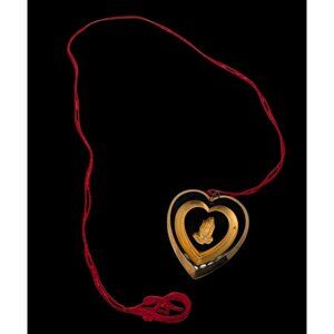 Vintage Carved Praying Hands Heart Necklace